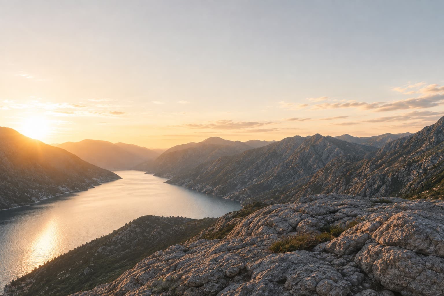 Sunrise over the Bay of Kotor, Montenegro